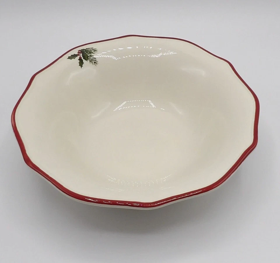 MEJOR CASAS JARDINES ROJO VACACIONES FLOR DE PASCUA CEREALl CUENCO PORCELANA 7.5" 4 PIEZAS NUEVO Foto 3 de 4