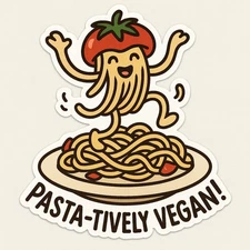 Funny VEGAN Cartoon Car Sticker 9x9cm - Funny Vegan Sticker for Car