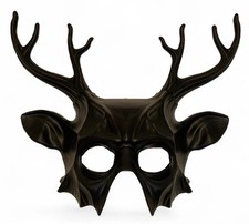 Black Devil Deer Horn Mask for Halloween and Masquerade Costume- DIY Paintable