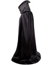 GRAJTCIN Satin Hooded Cape Black Cloak with Hood Men Halloween Wizard Costume...