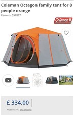 Coleman 2000019550 Cortes Octagon 8 Person Tent - Orange