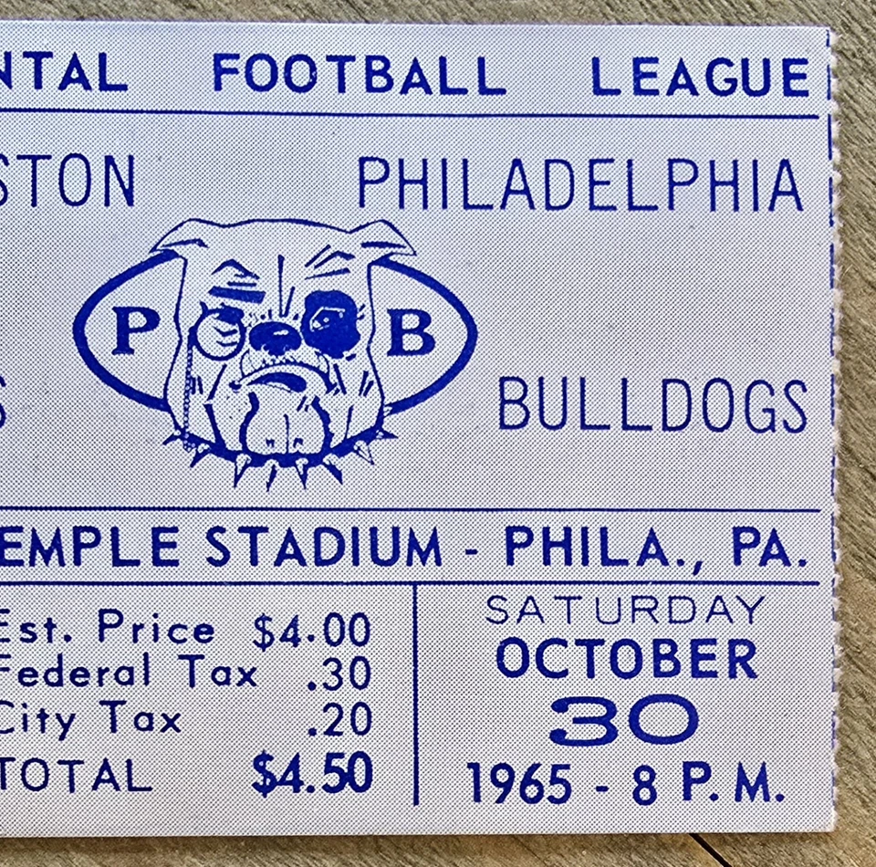1965 Philadelphia Bulldogs Charleston Rockets Ticket Stub Continental Football - Image 2 of 4