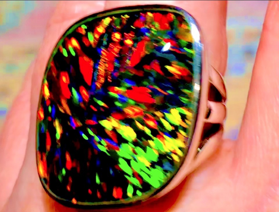 BIG BOLD A$$ ART 23c Red Opal BLAZE BOLD Ring 7 -8 FIRE VIDEO Sterling Prototype image 9