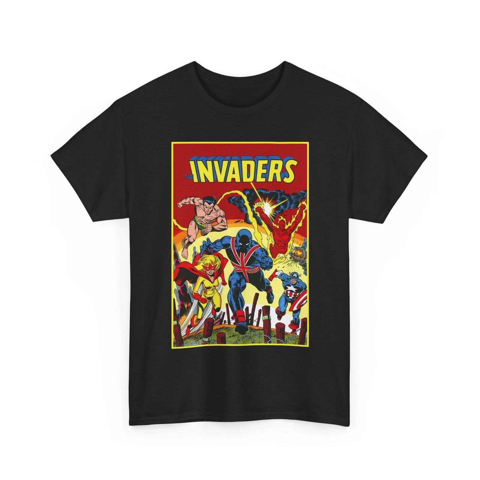 Invaders T-Shirt - Captain America, Human Torch, Namor, Spitfire - Marvel Comics