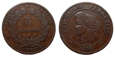 5 Cts / "Cérès" / 1886 / A Paris / III eme République - Photo 1/3