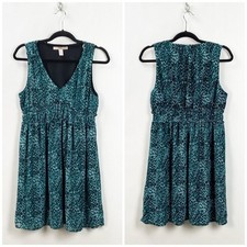 Forever 21 Medium Womens Teal Print Blouson Sleeveless Dress