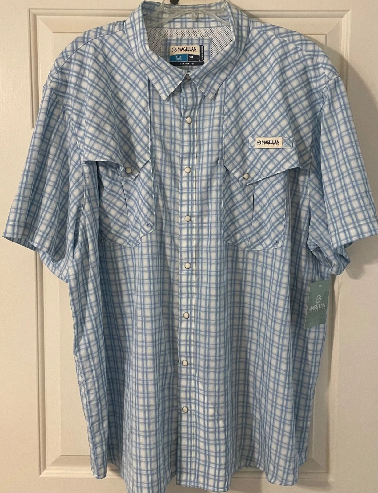 Magellan Pecos River Mens 3XL Shirt Plaid Fishing Gear Pearl Snap Poncho Style