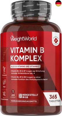 Vitamin B Komplex - 1 Jahr Vorrat - 365 Vitamin B mit Vitamin C Tabletten -