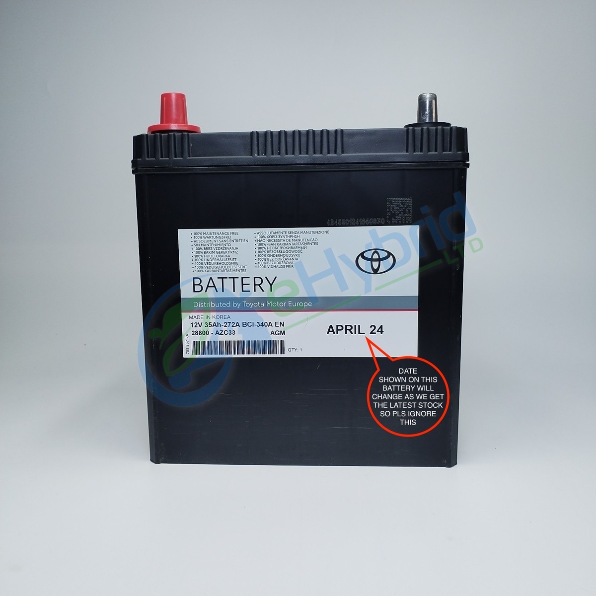 Genuine Toyota Auris 12V Battery 35AH Auxiliary 28800-AZC33