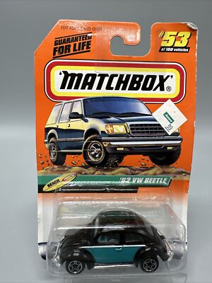 Matchbox #53 1962 Volkswagen Beetle Black/ Teal Beach Mattel