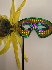 Fun Express Mardi Gras Costume Sequined Yellow Mask