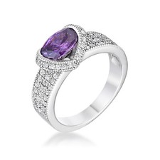 1.6 Ct Amethyst Purple Oval CZ Ring