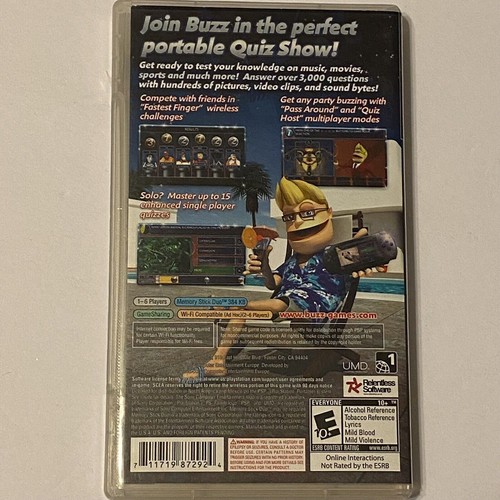 Buzz Master Quiz Sony para PSP UMD Trivia con manual todos 10+ - Imagen 2 de 8