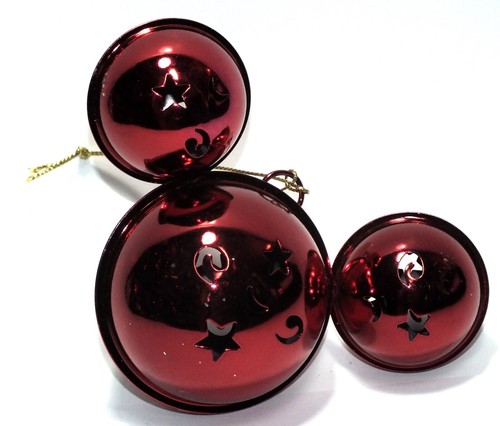 Disney Christmas Ornament Red Jingle Bells Hidden Mickey Head Red Metal D219 - Picture 6 of 24