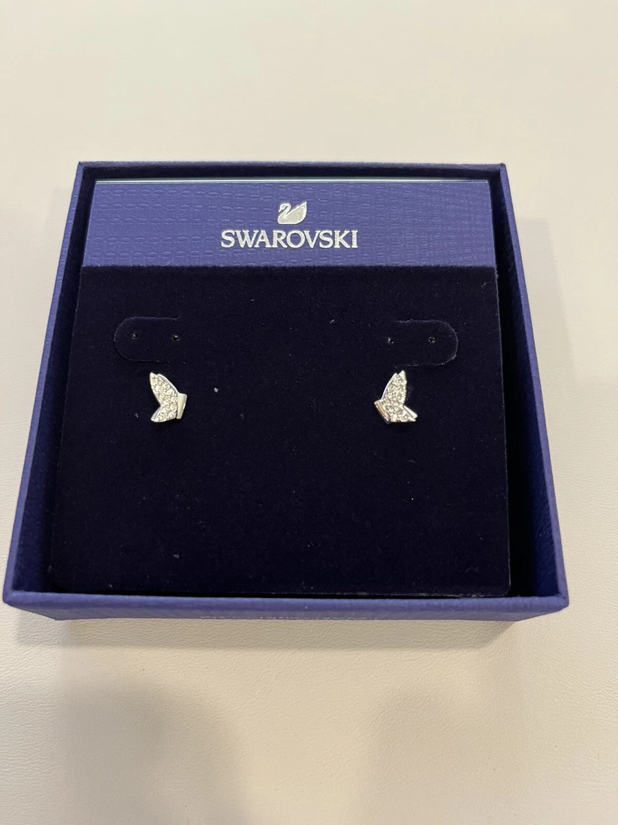 Swarovski Crystal Lilia Stud Earrings Butterfly White Rhodium