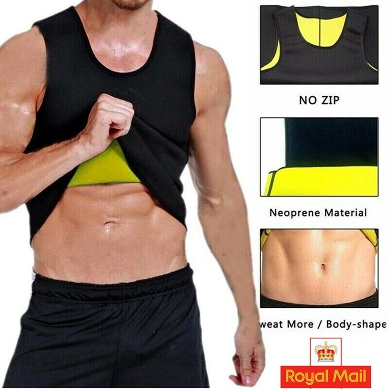Men's Hot Sweat Body Shaper Tummy Fat Burner Tank Top Slimming Vest Weight Loss - Image 3 of 4