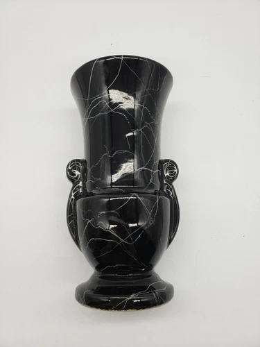 MCM BRUSH MCCOY VASE BLACK WHITE Splatter Spiderweb HORSEHAIR 075 USA T4