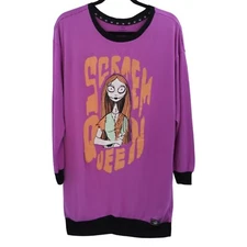 Disney Nightmare Before Christmas Sally Sleep Shirt Womens Small Purple Long