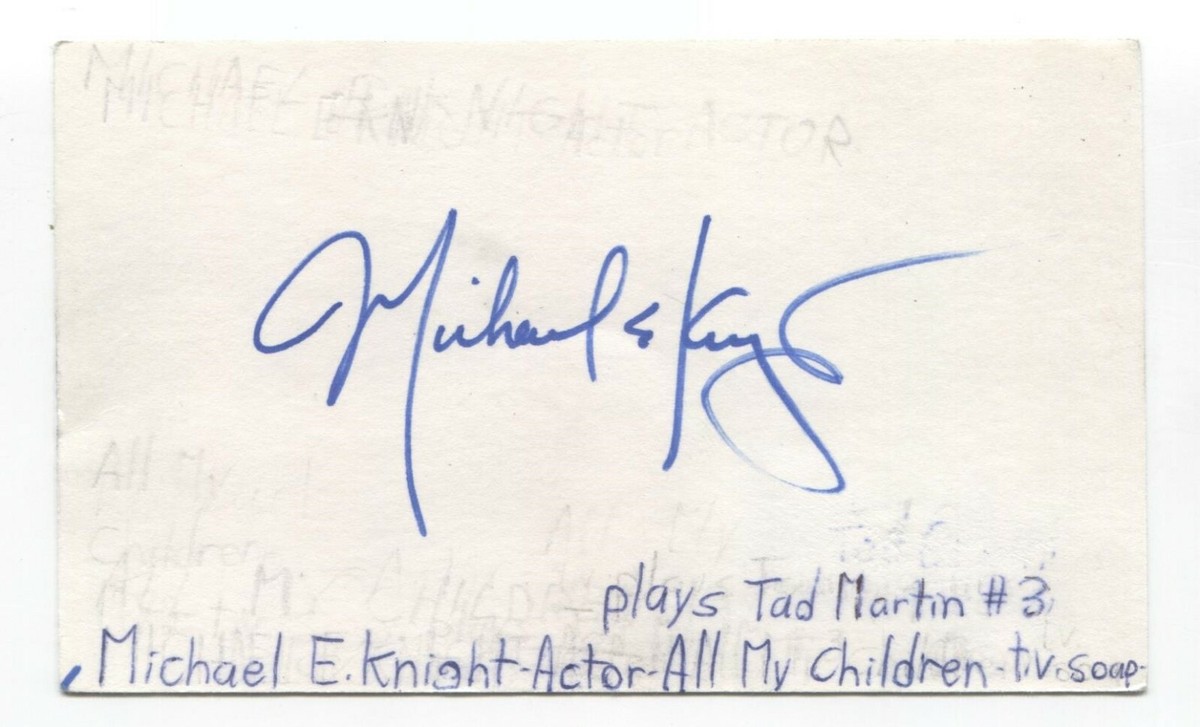 Michael E. Knight Signed 3x5 Index Card Autographed