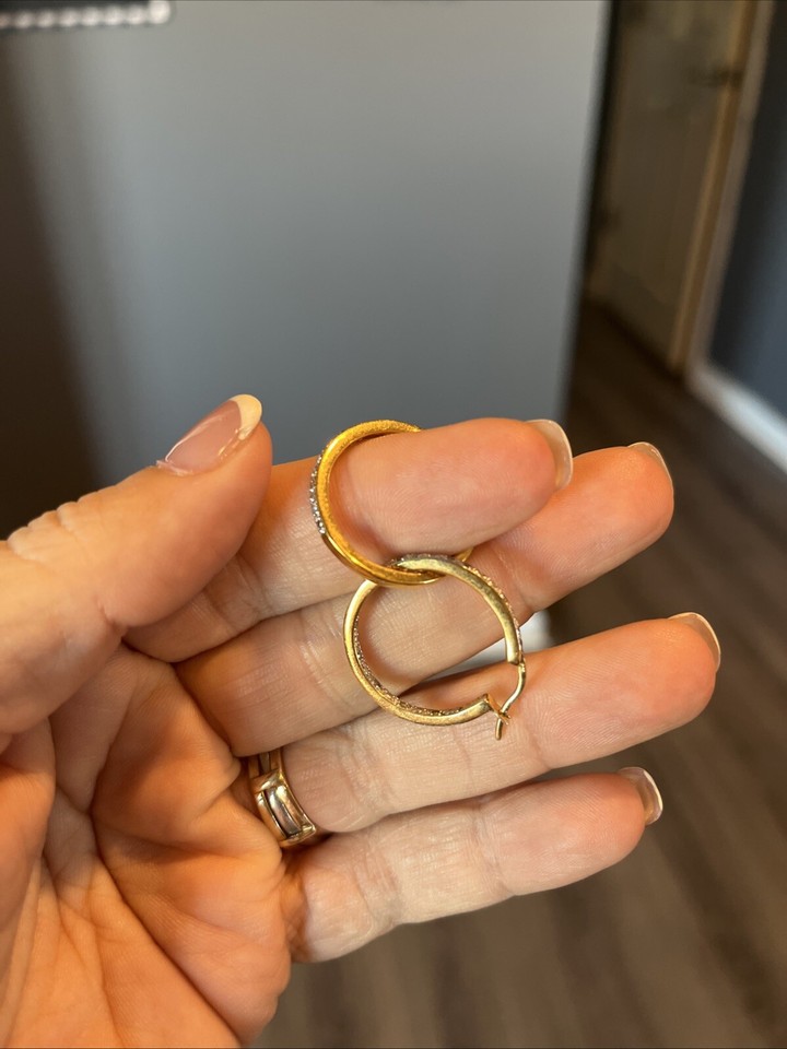 Vintage Gold Over Sterling Silver 925 Hoop Earrings Lock Back Everyday ...