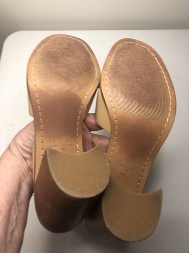 Marc Fisher MLorla Damen 8M hellbraune Leder Riemchen Sandalen Knöchelriemen Blockabsatz - Bild 6 von 7