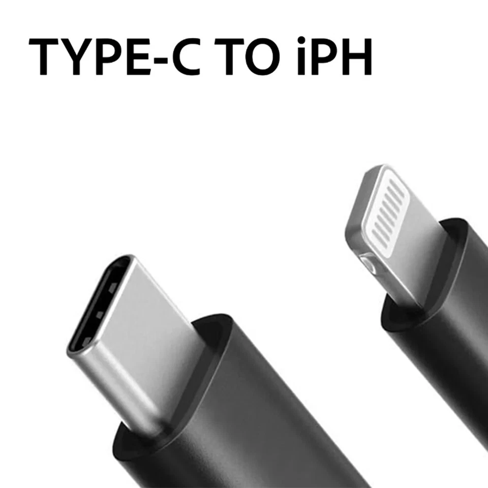 Cable trenzado de nailon sincronización carga rápida USB-C tipo C de 3 pies a 8 pines cable PD plateado Foto 3 de 4