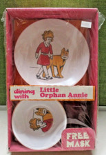 VINTAGE LITTLE ORPHAN ANNIE 3 PIECE CHILD'S DINNER WARE SET  MASK-MINT IN BOX
