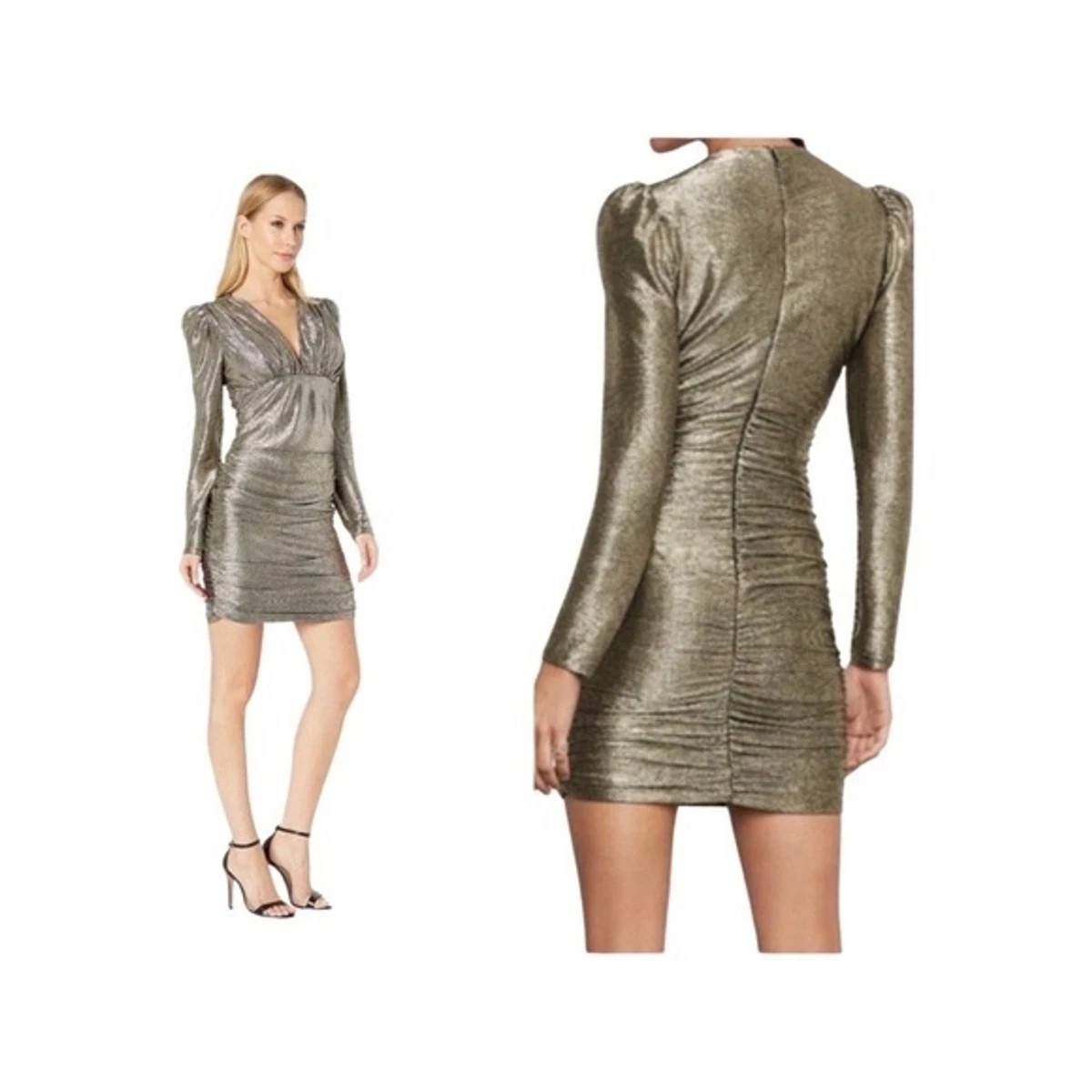 Bcbg metallic sale ruched dress