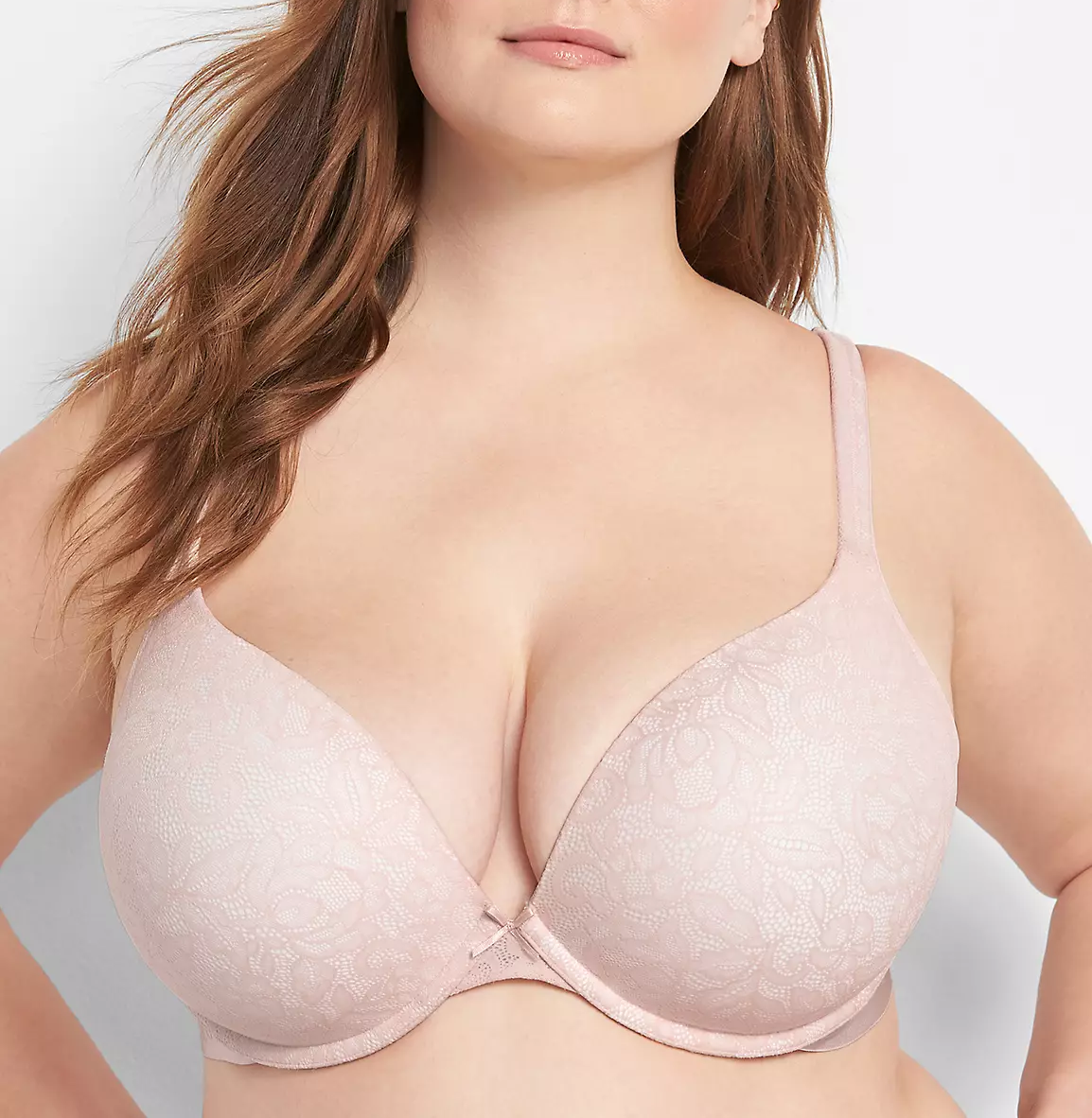 Cacique Lane Bryant Women's Cotton Boost Plunge Bra With Lace