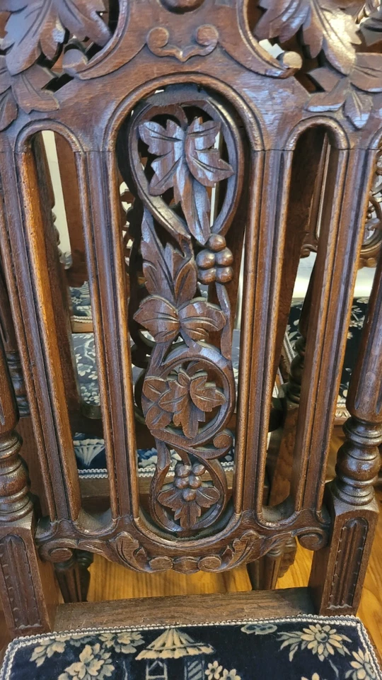 Antigua silla victoriana de caoba con respaldo alto ver tapizada Ralph Lauren Foto 4 de 4