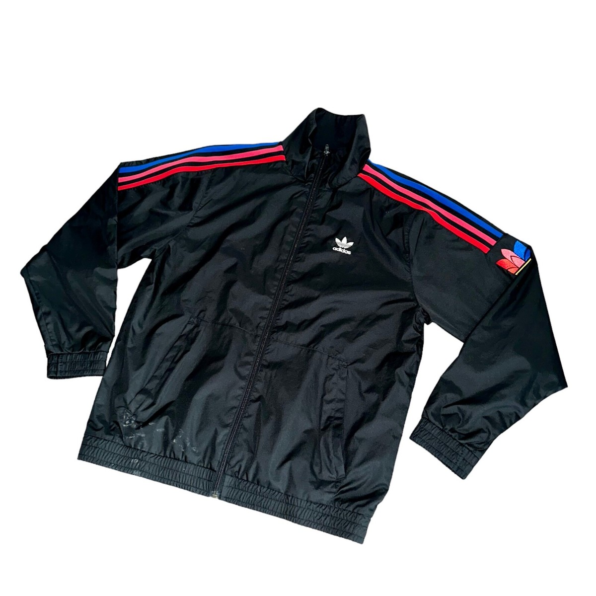 ウェア 90s adidas Pullover Nylon Jacket - Black Original Retro 90's Adidas Jacket All Black With 3 Stripes