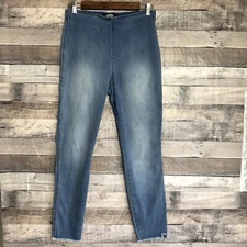 Rewash Denim Pants Pull On Elastic Waist Raw Hem Cotton Blend Juniors Sz. 7/28