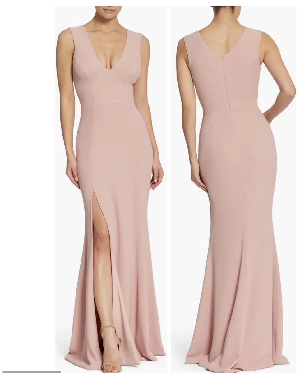 Sandra plunge crepe trumpet gown cheap dress the population