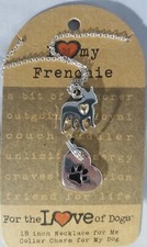Enesco For the Love of Dogs I Love my Frenchie 18" Necklace Collar Charm