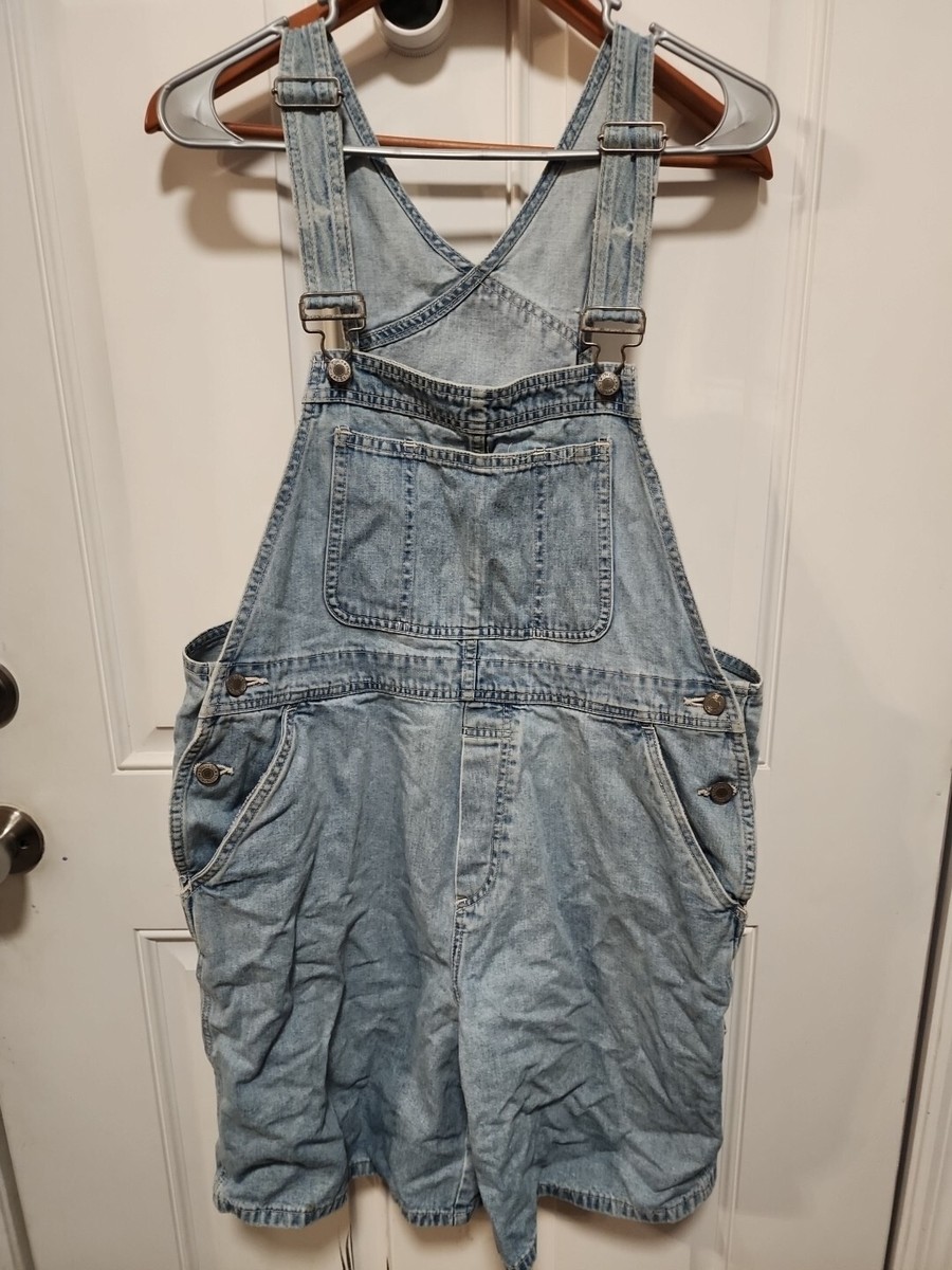 GAP Denim Shortalls Short Overalls with Washwell Blue Cotton (Large)