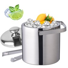 Contenitore per cubetti di ghiaccio isolato 304 doppio strato in acciaio inox secchiello per ghiaccio con coperchio