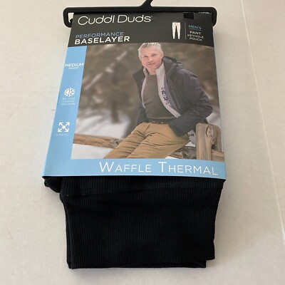 Cuddl Duds Mens XXL Waffle Thermal Pants Black Baselayer