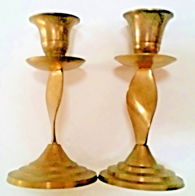 Brass Spiral Designed Candle holder Stand Set of Two eBay