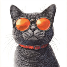 Wall Decal Sticker Cat with Sunglasses Wall Sticker 18X18cm Large