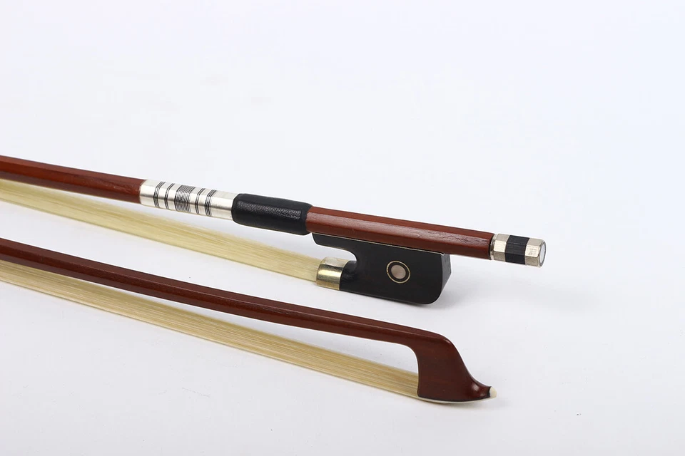 Viola Bow 4/4 Brazilwood Ebony Frog with Natural Horsehair Pearl eyes inlaid - Image 3 of 4