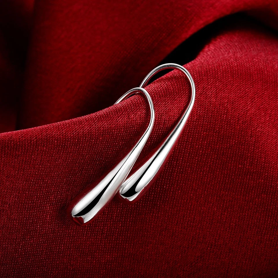 Wholesale 925 Sterling Silver Filled Solid Teardrop Drop Earrings Stunning Gift - image 4 of 4