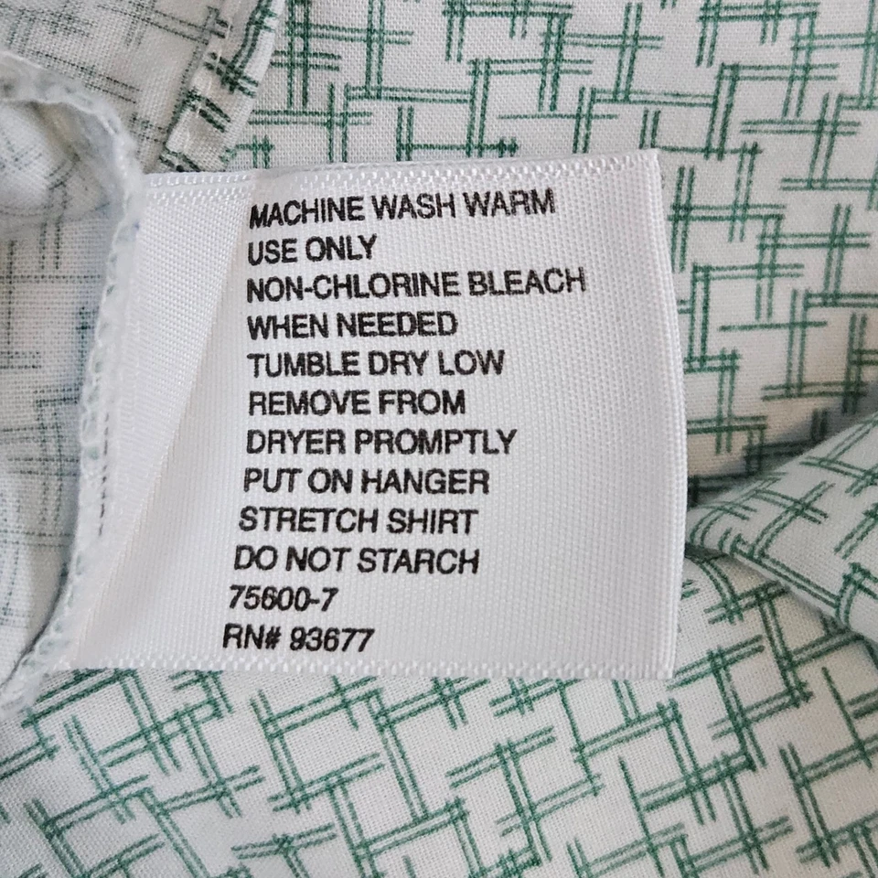 Camisa geométrica verde y blanca para hombre JF J Ferrar talla L 16-16 1/2 34/35 algodón Foto 3 de 4