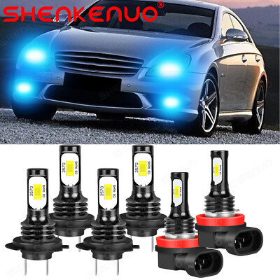 For Benz CLS550 2007-2009-2011-6x ICE BLUE LED Headlight + Fog Light Bulbs Kit