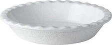 FE PIE PAN 101/2 INCHES CERAMIC PIE DISH DEEP DISH PIE PAN WITH LACE EMBOSS RUFF