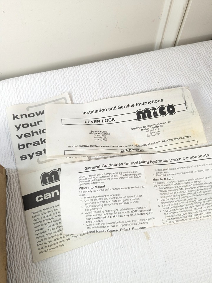 MICO Lever Lock 02640125 for Brake Fluid Vehicles Supplemental