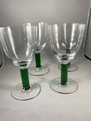 Vintage THICK GREEN Stem Wine Glasses - Set of 4 - 7" | eBay