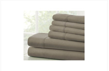 6-Piece Taupe Solid Microfiber King Sheet Set