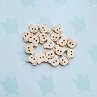 Teddy Bear Wooden Buttons, Natural, 2-Hole Flatback, Crafts, Sewing UK Seller