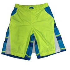 Wonder Nation Neon Striped Swim Board Shorts Surf Swim Trunks Youth XL 14-16