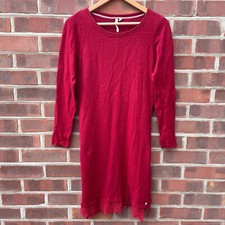 White Stuff Jumper Dress UK Size 12 Red Knee Length Long Sleeves Lace Detail